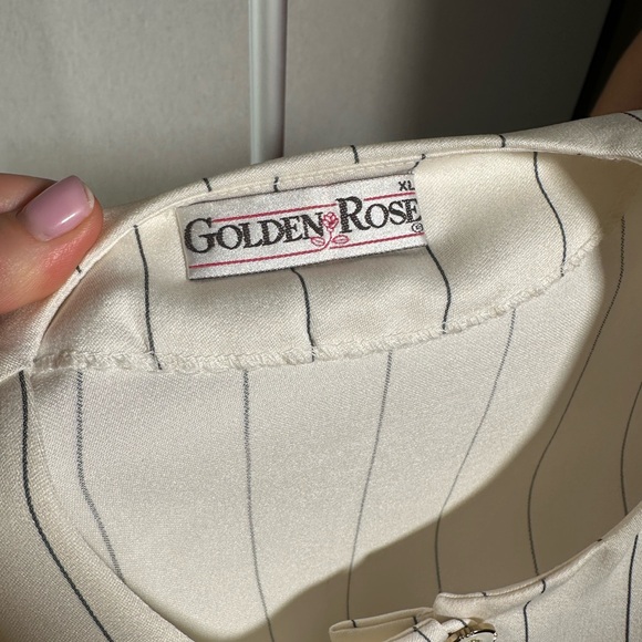 Golden Rose 2 Pc Red Striped Midi Skirt and White Embroidered Short Sleeve Top - Picture 5 of 7